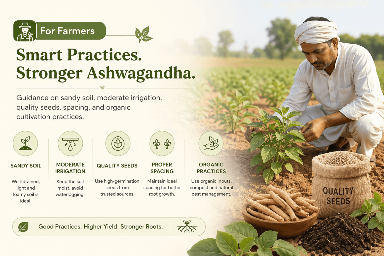 For Farmers creative showing smart Ashwagandha cultivation practices